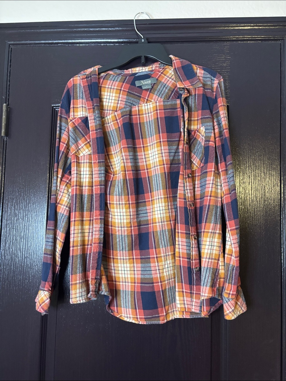 Kids Plaid Button-Up Shirt in Orange & Navy